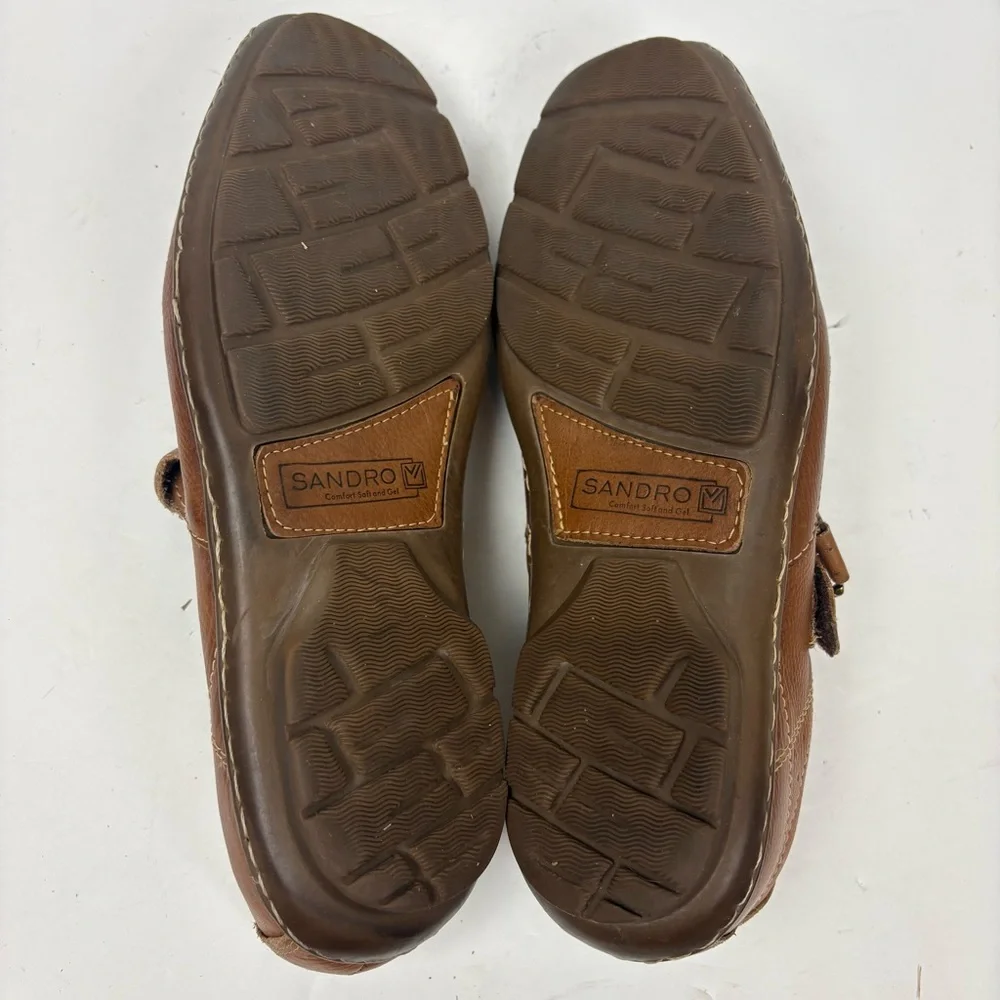 Sandro Tan Brown Leather Fisherman Sandals Comfort And Gel Mens size 9.5 D